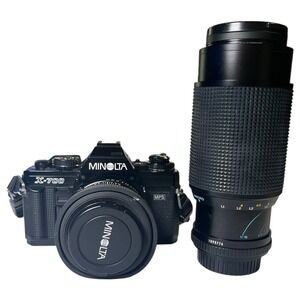 Minolta X-700 Black Film Camera Near Mint & 50mm f2 Lens + 70-210mm MD Zoom Lens